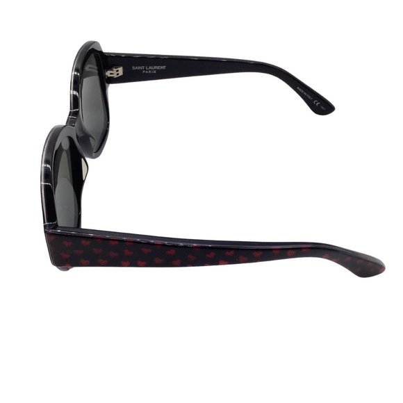 SAINT LAURENT BLACK / RED HEART PATTERN PLASTIC FRAME SUNGLASSES main image 5